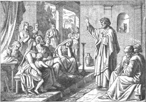 성 코르넬리오 백인대장 가족에게 설교하는 사도 성 베드로_photo from The story of the Bible from Genesis to Revelation by Charles Foster in 1873.jpg